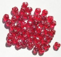 50 6mm Transparent Red Lustre Ruffled Round Beads